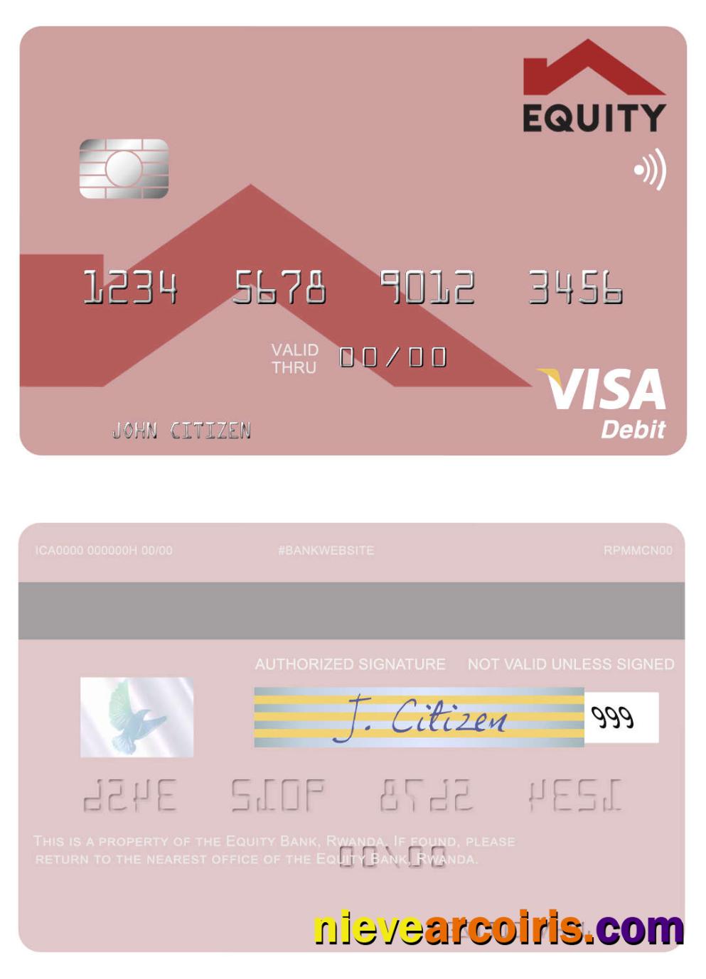 Rwanda Equity Bank visa debit card screen